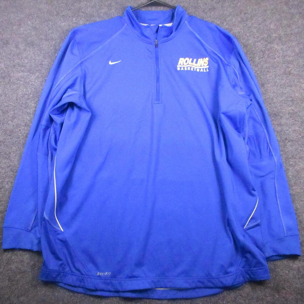 Nike Pullover Mens 2XL Blue Dri-FIT 1/4 Zip Rollins Basketball Training Top